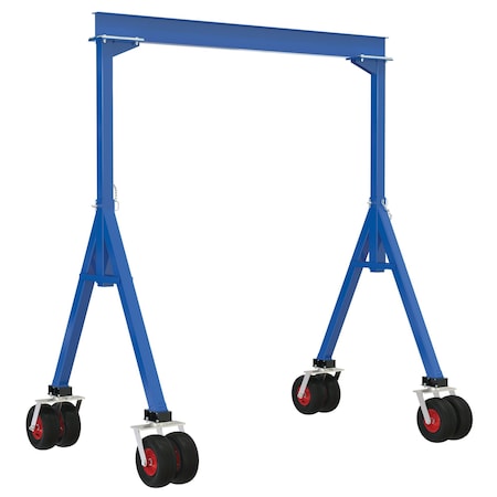 Vestil Steel Fixed Height Gantry Crane with Pneumatic Rubber Casters 10 Ft. 4000 Lb. Capacity Blue FHS-4-10-PNU